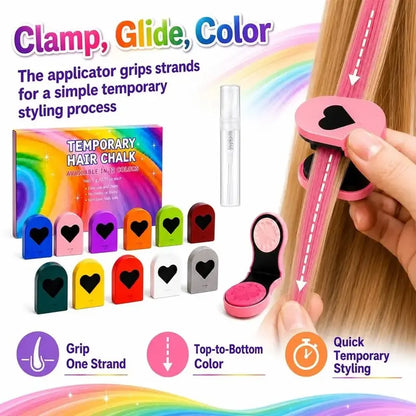 🌈 Instant Hair Color Magic – Washable Temporary Hair Chalk Set ✨