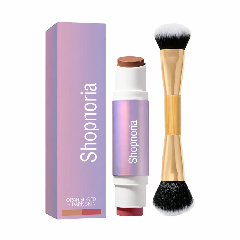 Double Ended Cream Blush and Bronzer Stick with Brush