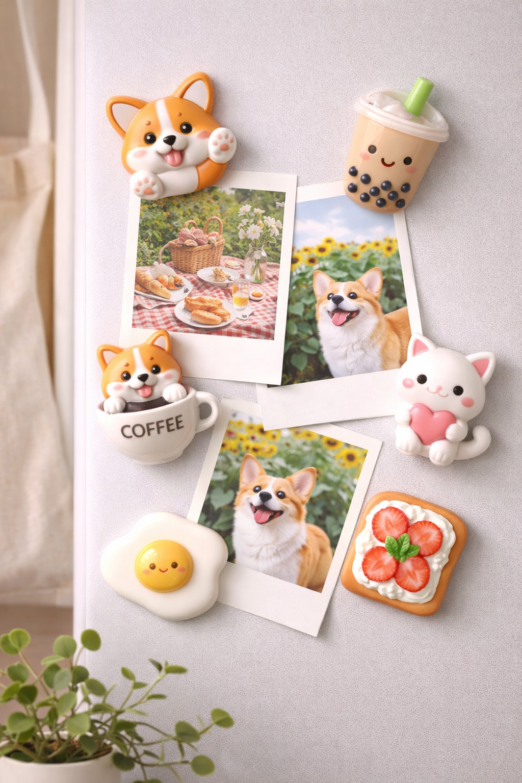 Süßes Kühlschrankmagnet-Set mit Cartoon-Motiven