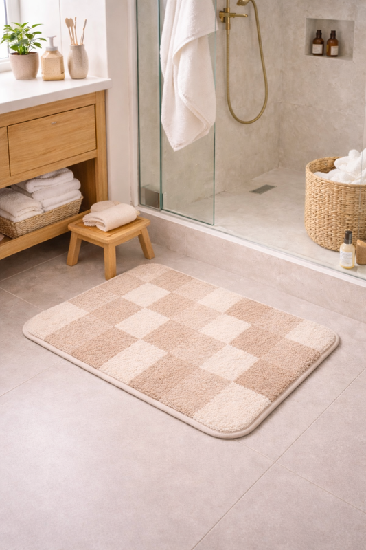 Weiche Badematte mit Karomuster