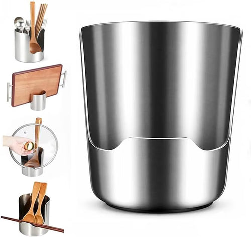 Shopnoria丨1-Piece Stainless Steel 2-in-1 Kitchen Utensil Holder & Spoon Rest