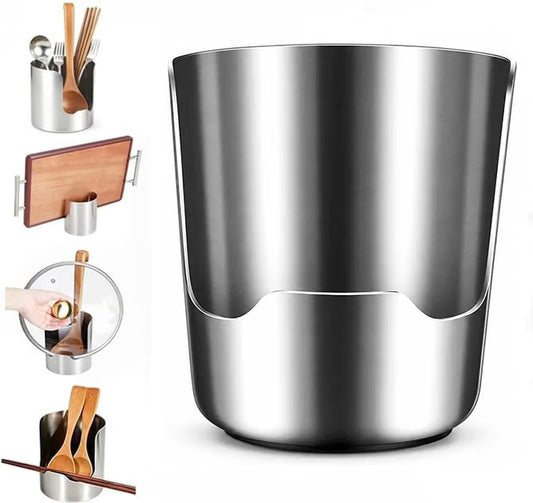 Shopnoria丨1-Piece Stainless Steel 2-in-1 Kitchen Utensil Holder & Spoon Rest