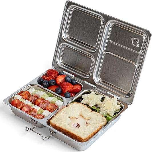 Shopnoria丨1-Piece Stainless Steel Divided Bento Lunch Box Container