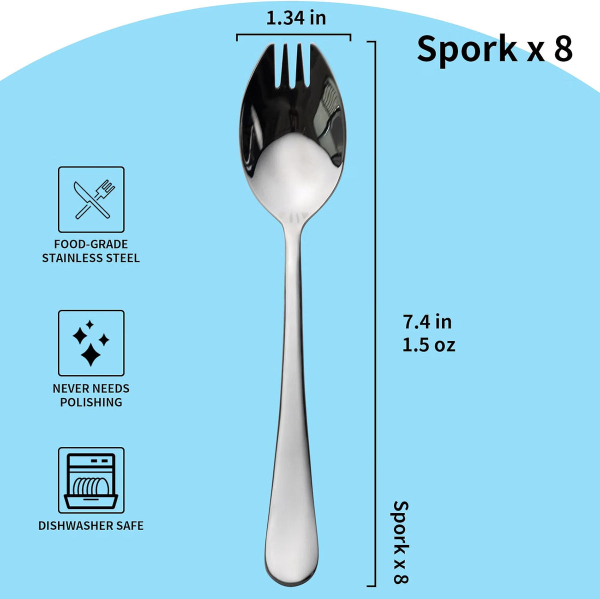 Shopnoria丨8-Piece Stainless Steel Spork Set (7.4 Inches)