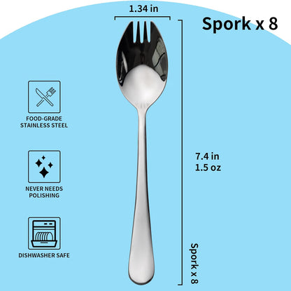 Shopnoria丨8-Piece Stainless Steel Spork Set (7.4 Inches)