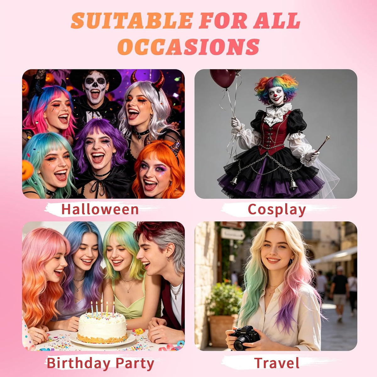 🌈 Instant Hair Color Magic – Washable Temporary Hair Chalk Set ✨