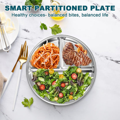 Shopnoria丨6-Piece 9-Inch Stainless Steel Divided Plate Set