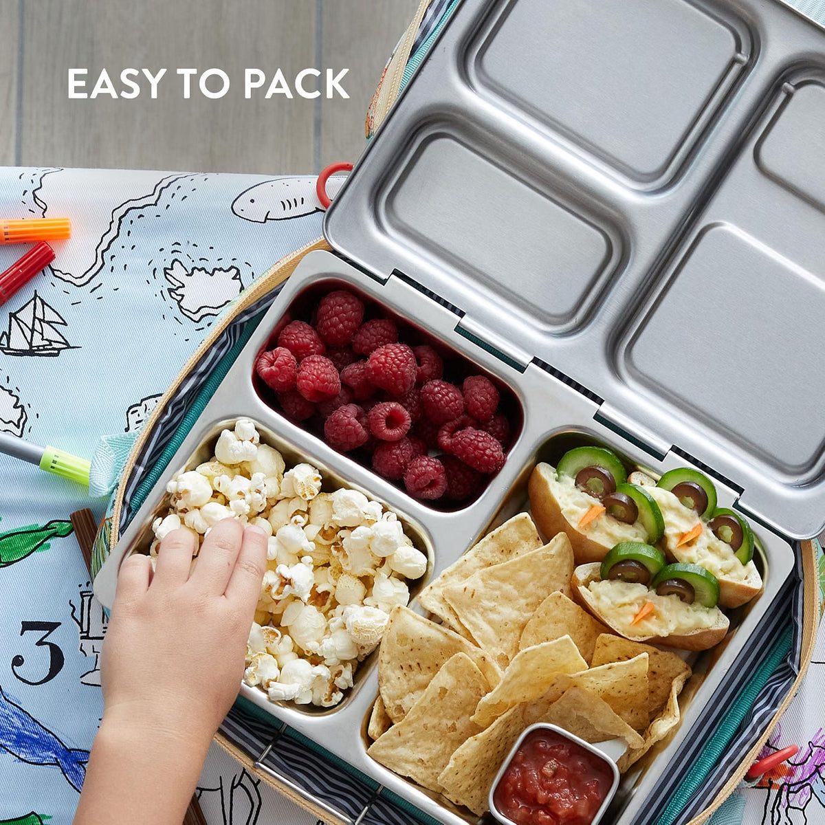 Shopnoria丨1-Piece Stainless Steel Divided Bento Lunch Box Container