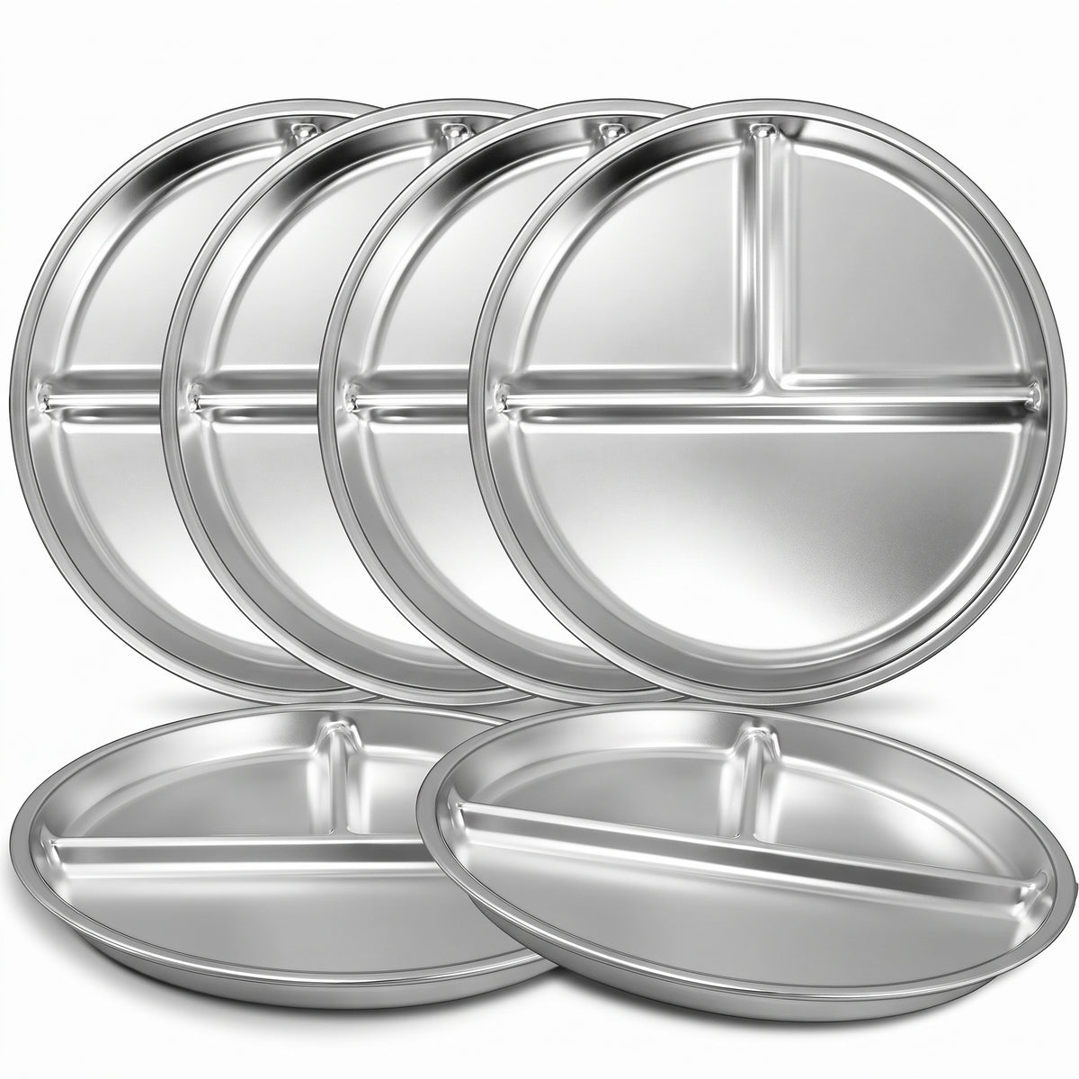 Shopnoria丨6-Piece 9-Inch Stainless Steel Divided Plate Set