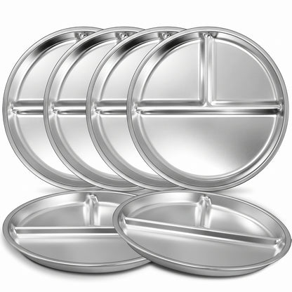 Shopnoria丨6-Piece 9-Inch Stainless Steel Divided Plate Set