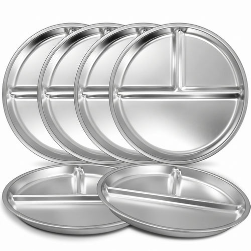 Shopnoria丨6-Piece 9-Inch Stainless Steel Divided Plate Set