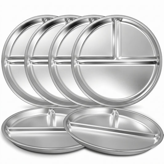 Shopnoria丨6-Piece 9-Inch Stainless Steel Divided Plate Set